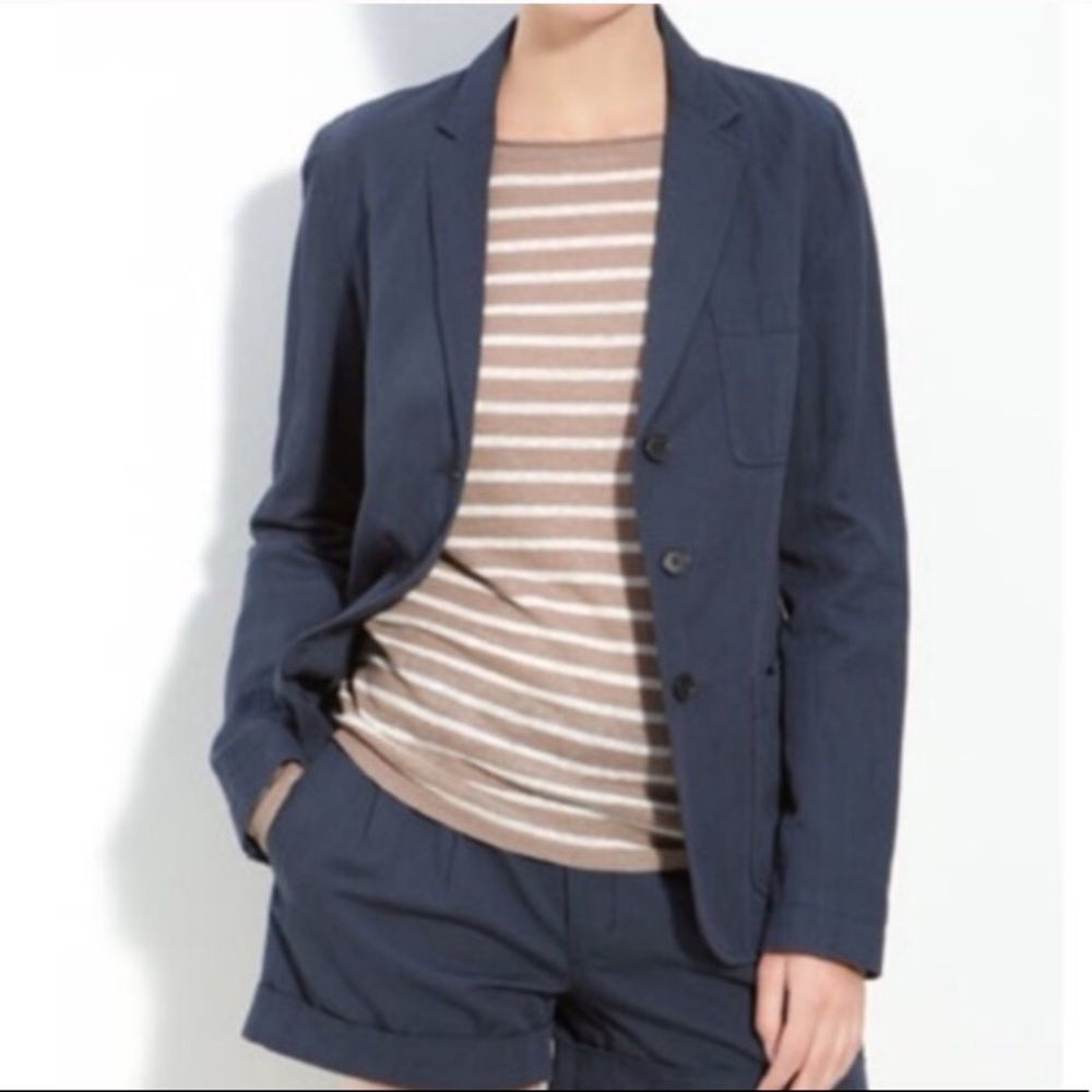 Vince Blue Wool Blend Blazer Jacket